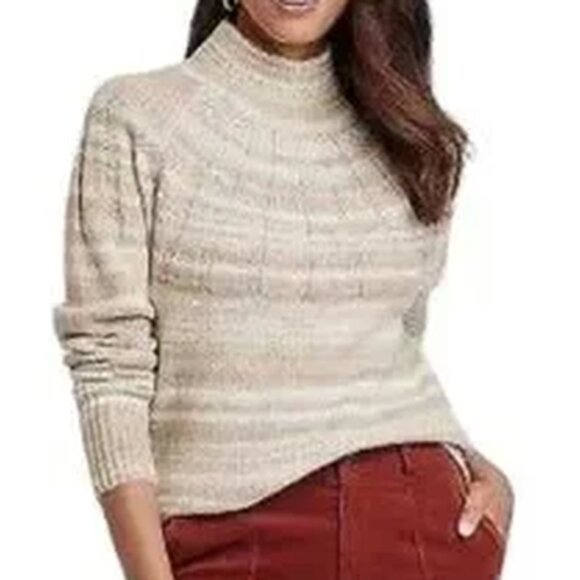 Knox Rose Sweater Size S Oatmeal Striped Mock Neck Pullover NWT Soft - Picture 8 of 8